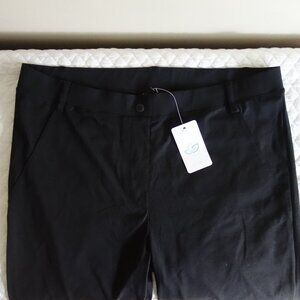 NWT YOGIPACE Black Pull-On Nylon Elastane Black Activewear Pants XXL Tall